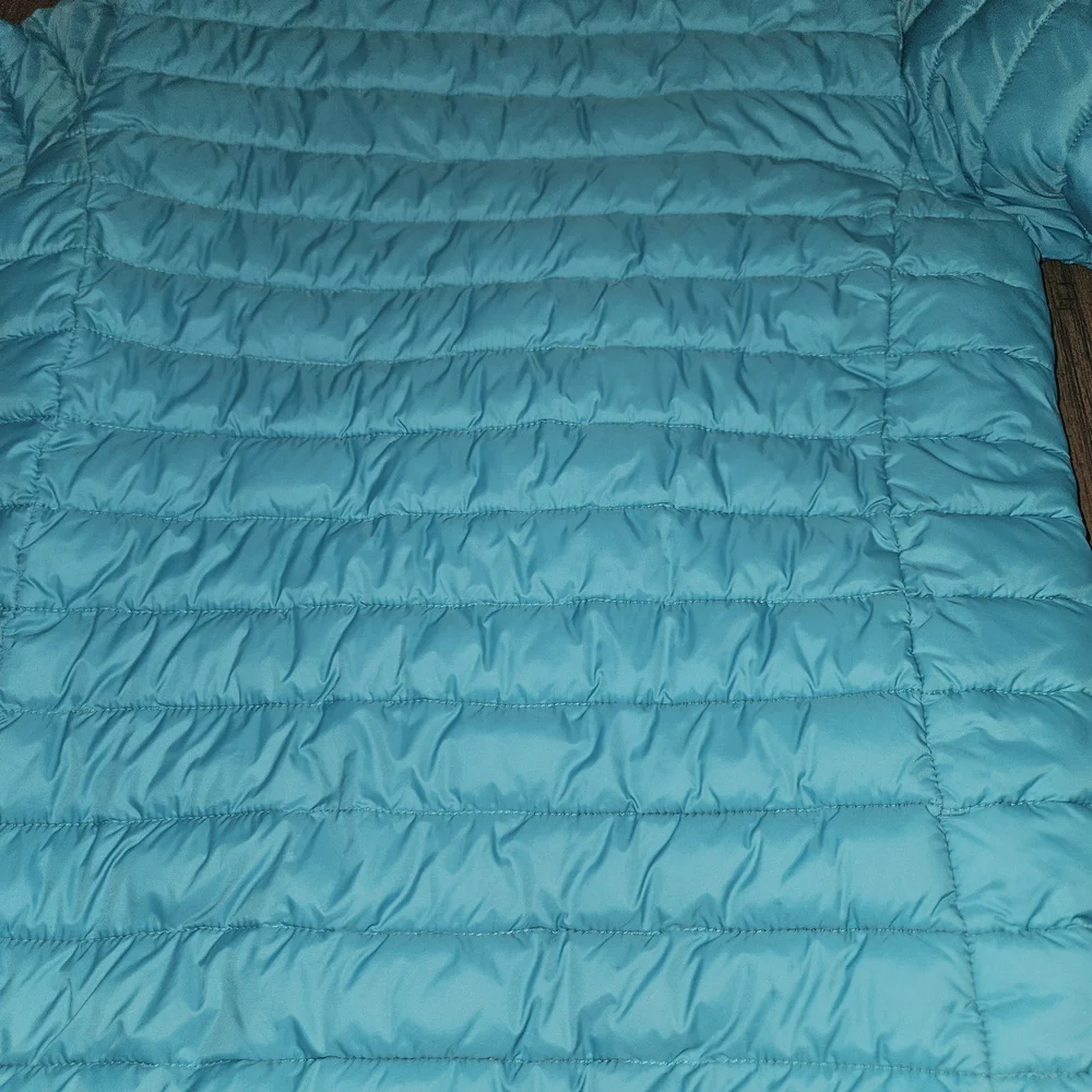 Lands' End Kids Aqua Hooded Puffer Jacket